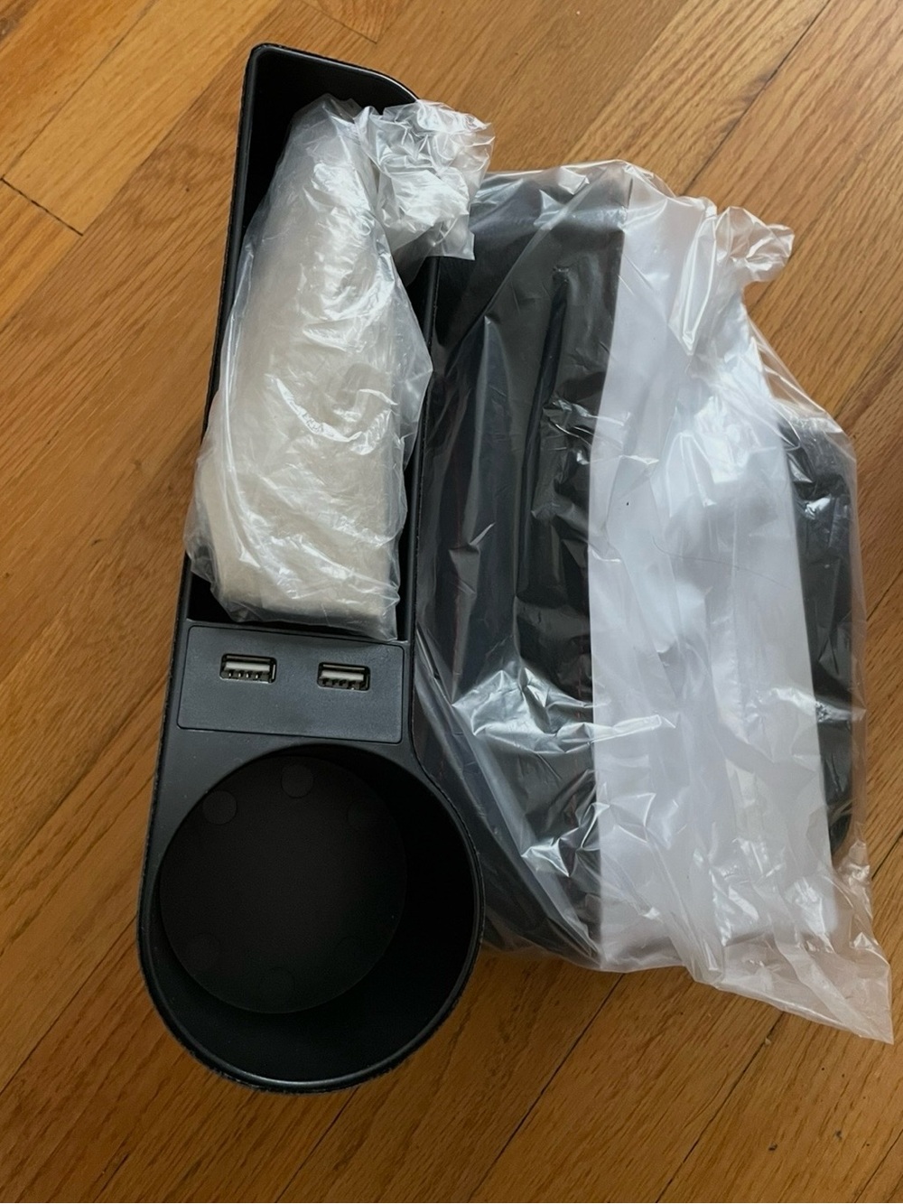 Black Car Seat Organizer with Dual USB Ports